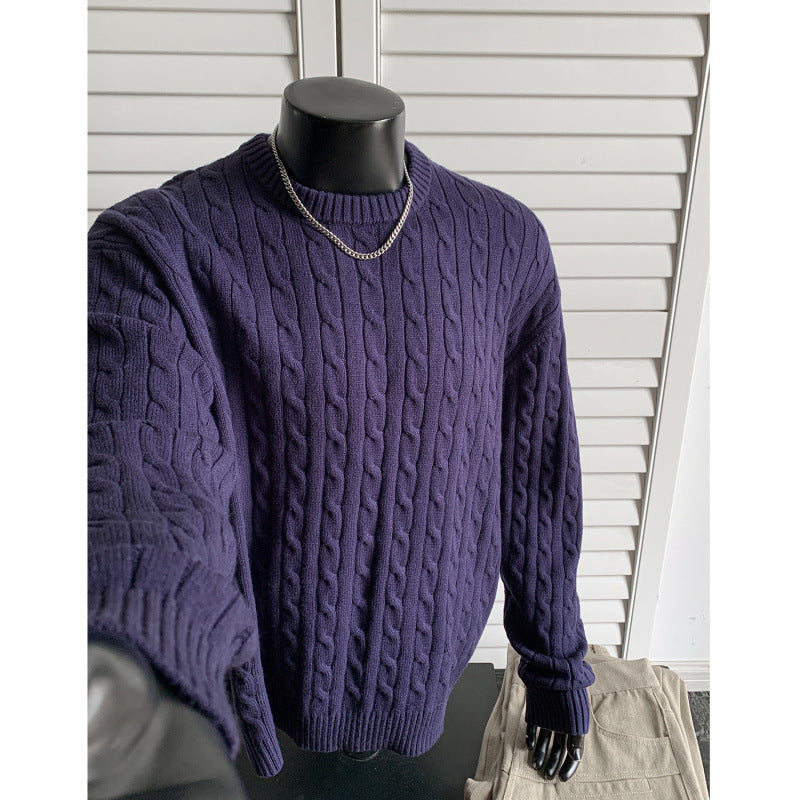 Retro-Pullover mit Rundhalsausschnitt und Twist-Effekt, lockerer Freizeitpullover🌟