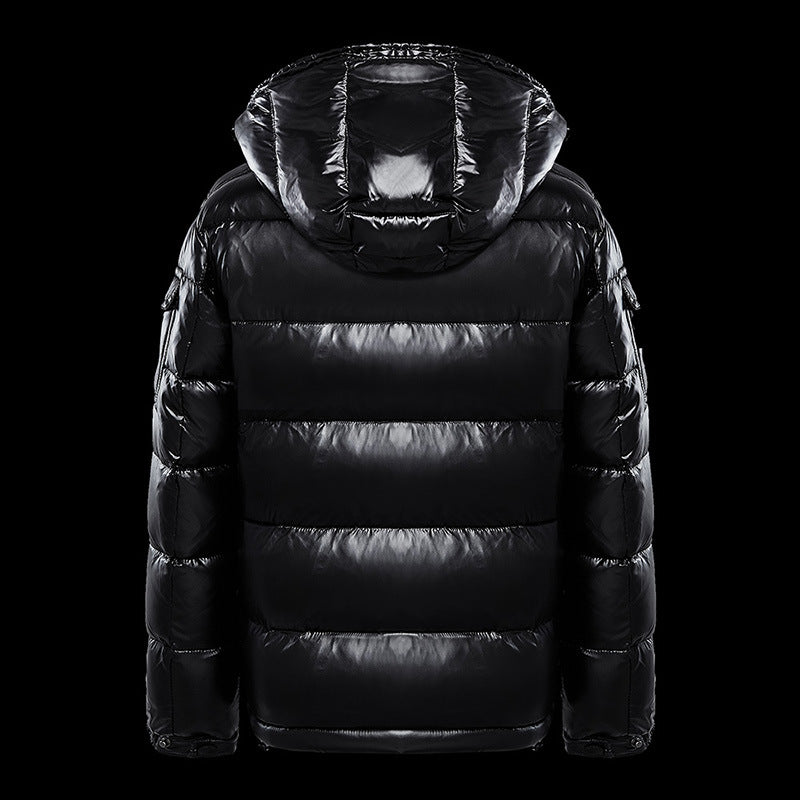 Kurzer Mantel Trendy Herren glänzend verdickte Daunenjacke