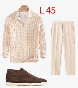 Sweater Loose Zip Pullover Knitting Sweater Coat Men