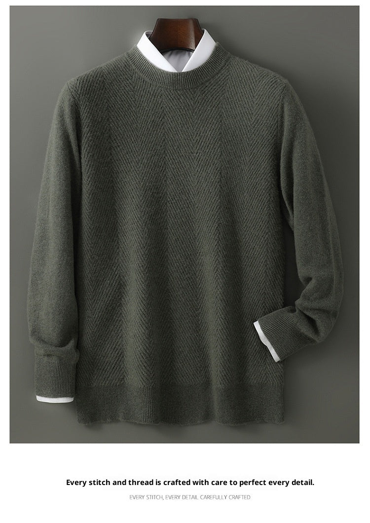 Round Neck Pullover Leisure Knitted Sweater For Men
