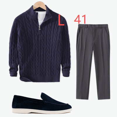 Sweater Loose Zip Pullover Knitting Sweater Coat Men