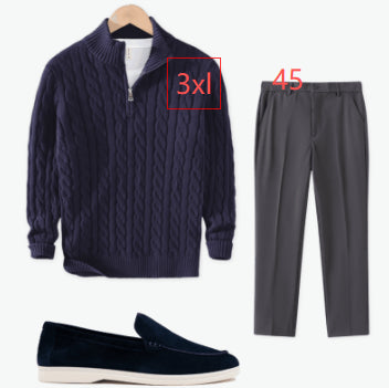 Sweater Loose Zip Pullover Knitting Sweater Coat Men