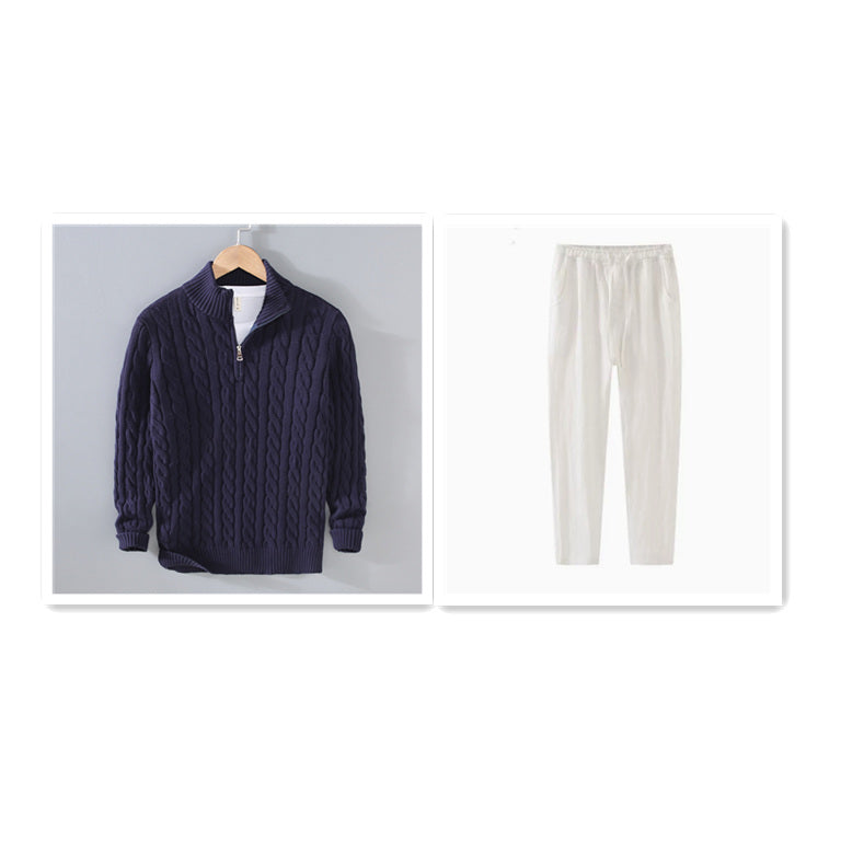 Sweater Loose Zip Pullover Knitting Sweater Coat Men