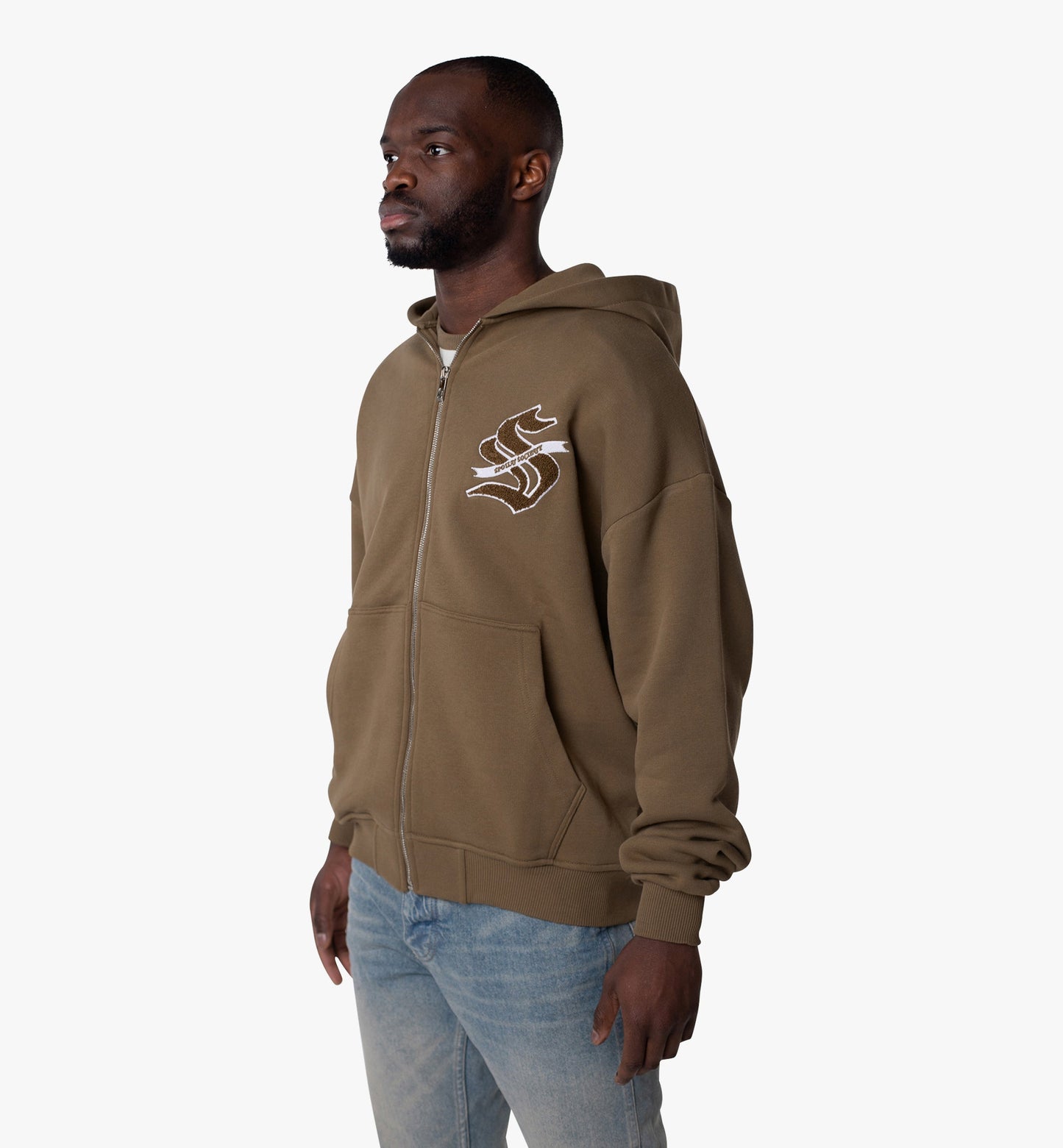 Mirovæ Zip-Hoodie Sign – Earth Brown Premium Cotton